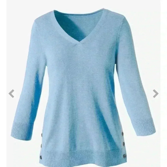 Soft Side-Button 3/4-Sleeve Pullover Size L - Picture 1 of 9
